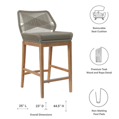 Wellspring 3-Piece Outdoor Patio Teak Wood Bar Set by Furniture For America