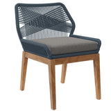 Camden Outdoor Patio Teak Wood Dining Chair in Blue Graphite