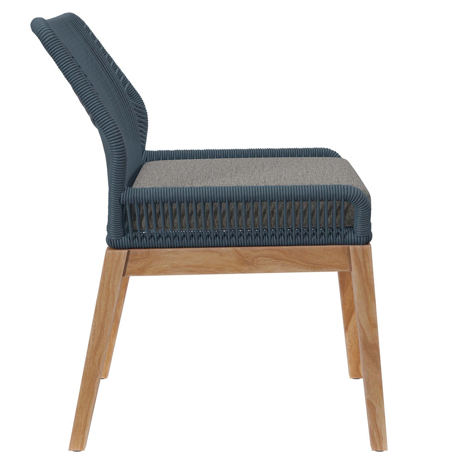 Camden Outdoor Patio Teak Wood Dining Chair in Blue Graphite