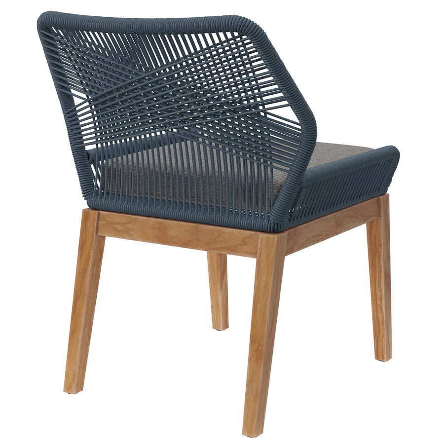 Camden Outdoor Patio Teak Wood Dining Chair in Blue Graphite
