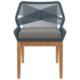Camden Outdoor Patio Teak Wood Dining Chair in Blue Graphite