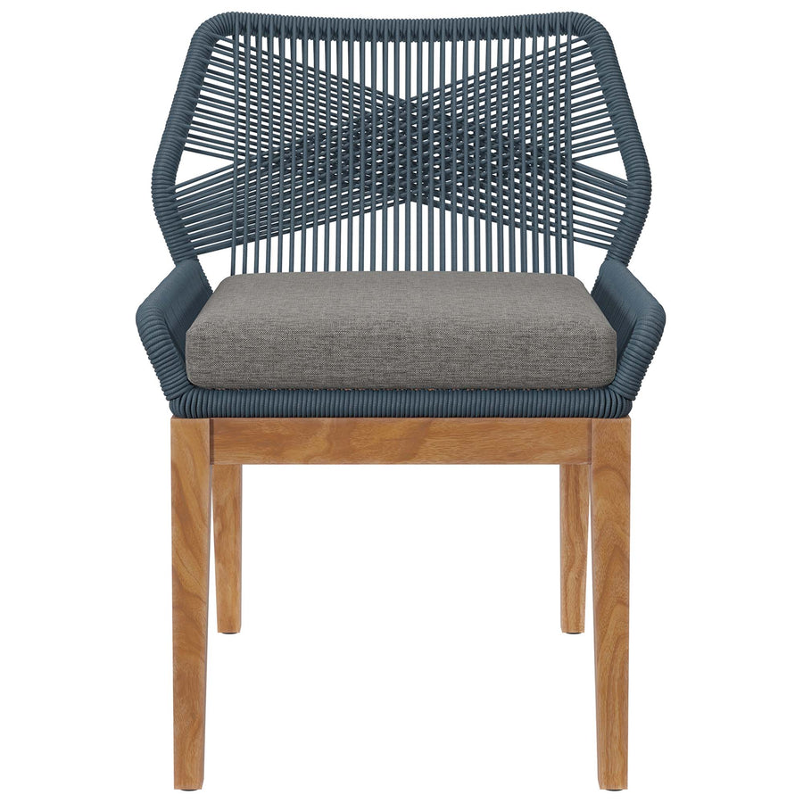 Camden Outdoor Patio Teak Wood Dining Chair in Blue Graphite
