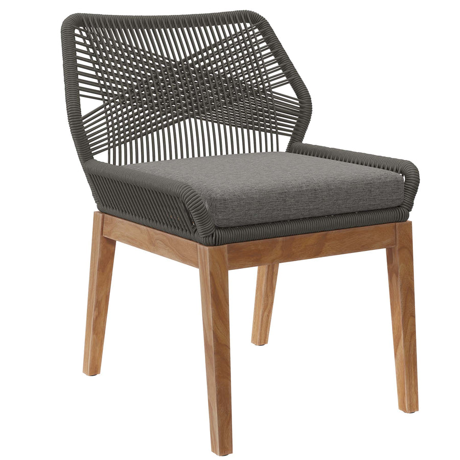 Camden Outdoor Patio Teak Wood Dining Chair in Gray Graphite