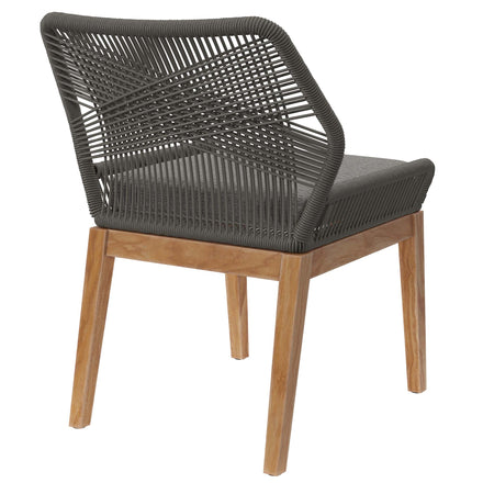 Wellspring Outdoor Patio Teak Wood Dining Chair in Gray Graphite