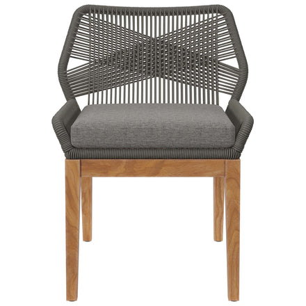 Wellspring Outdoor Patio Teak Wood Dining Chair in Gray Graphite