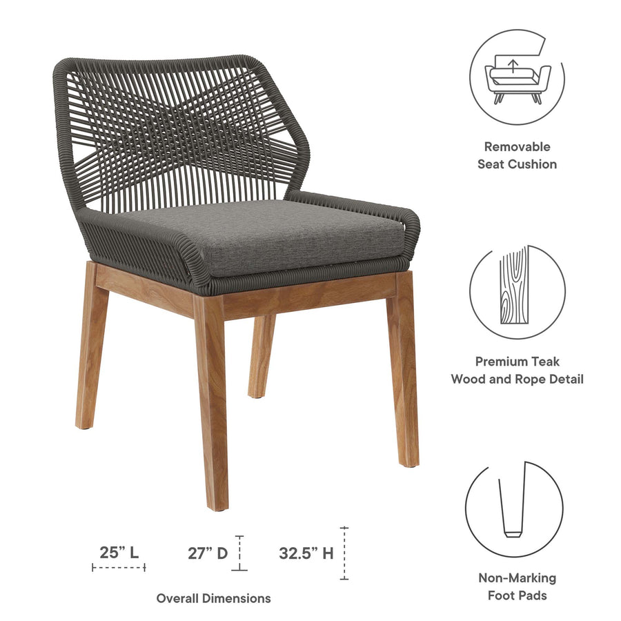 Camden Outdoor Patio Teak Wood Dining Chair in Gray Graphite