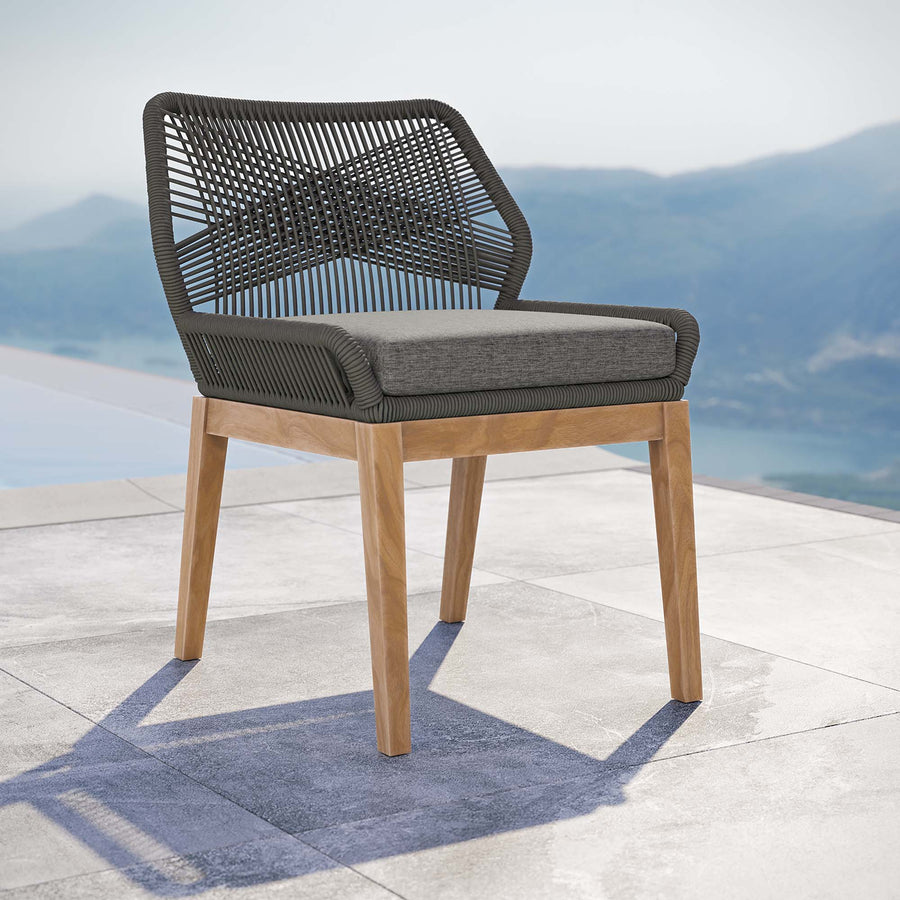 Camden Outdoor Patio Teak Wood Dining Chair in Gray Graphite