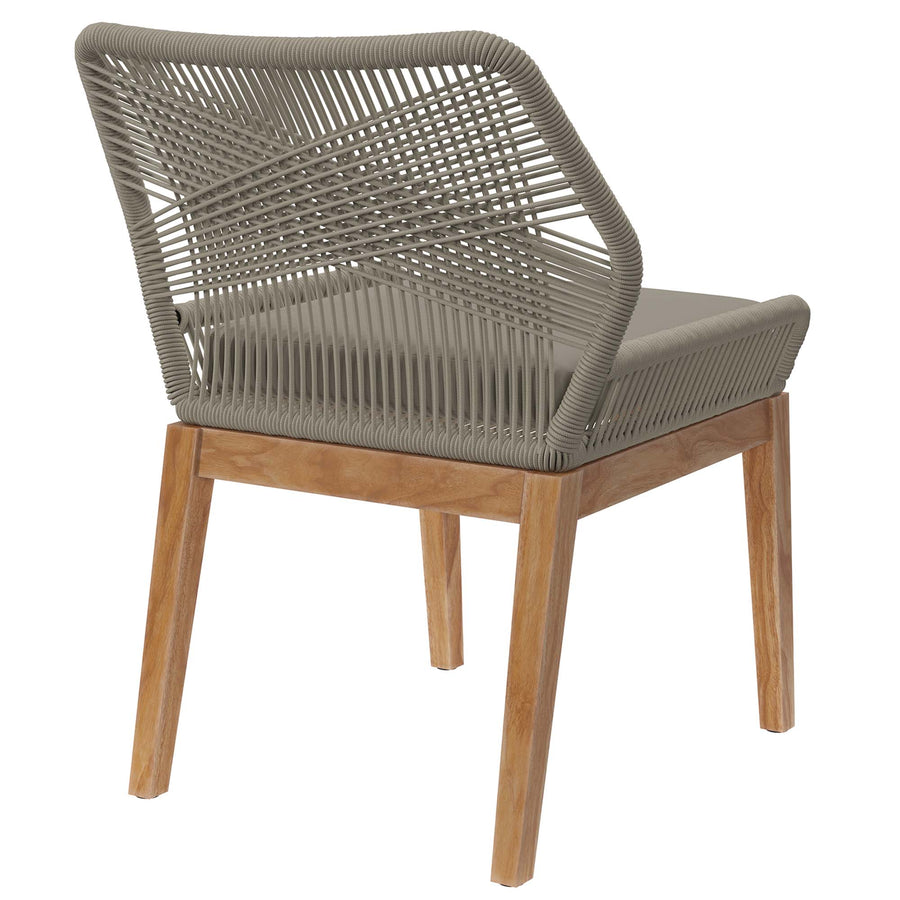 Camden Outdoor Patio Teak Wood Dining Chair in Light Gray Greige