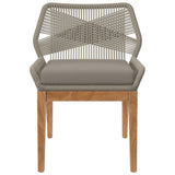 Camden Outdoor Patio Teak Wood Dining Chair in Light Gray Greige