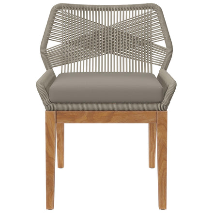 Wellspring Outdoor Patio Teak Wood Dining Chair in Light Gray Greige