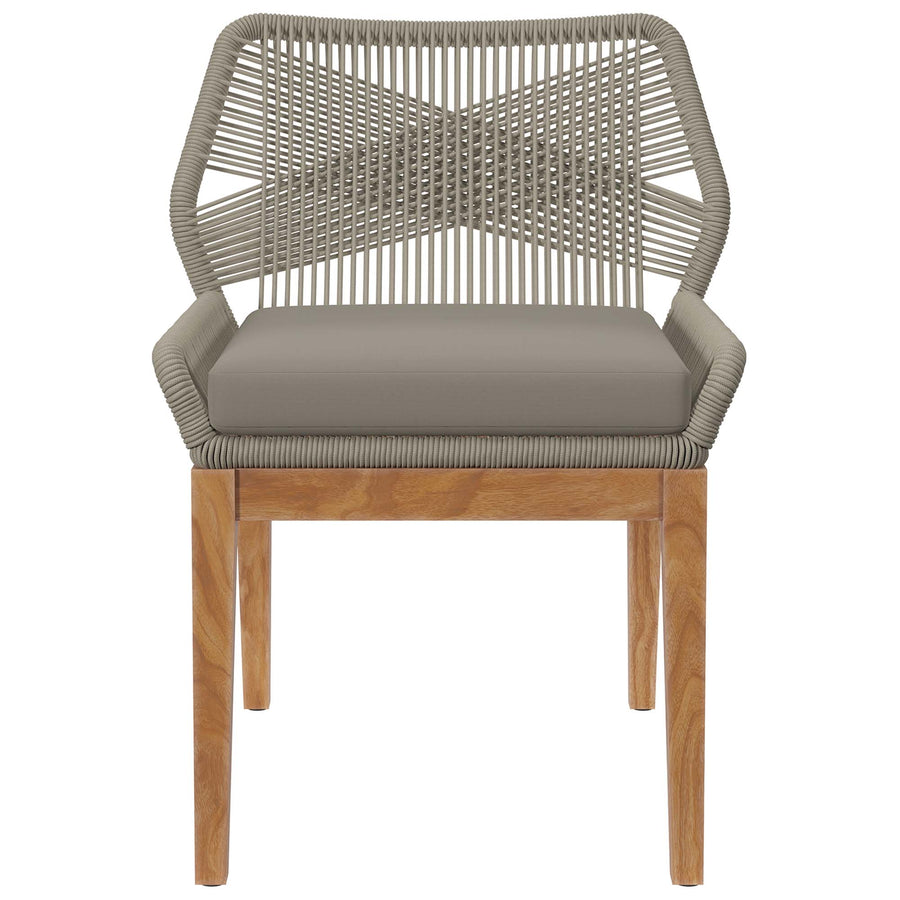 Camden Outdoor Patio Teak Wood Dining Chair in Light Gray Greige