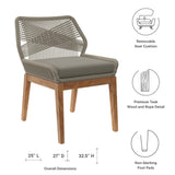 Camden Outdoor Patio Teak Wood Dining Chair in Light Gray Greige