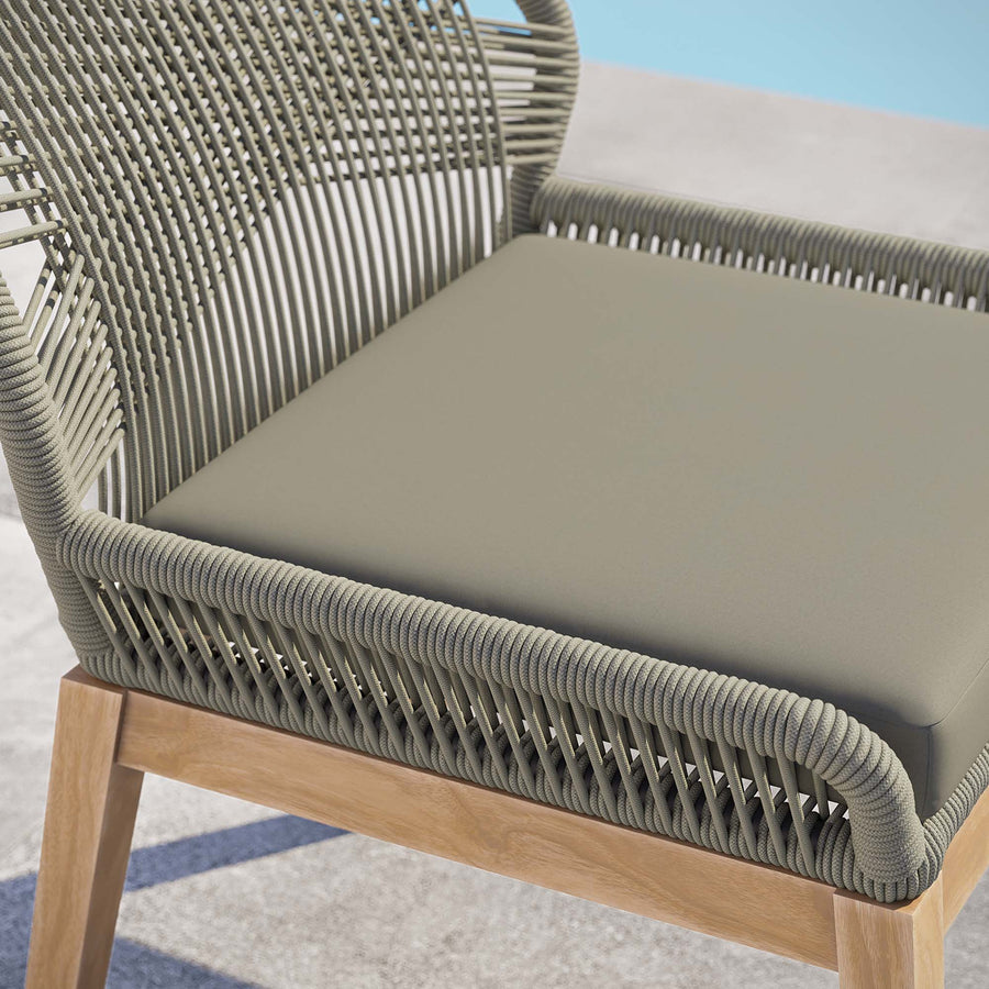 Camden Outdoor Patio Teak Wood Dining Chair in Light Gray Greige