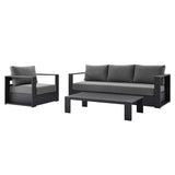 Aspen 3-Piece Outdoor Patio Powder-Coated Aluminum Set in Gray Charcoal