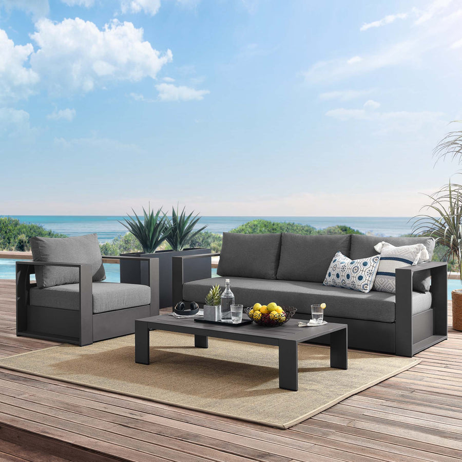 Aspen 3-Piece Outdoor Patio Powder-Coated Aluminum Set in Gray Charcoal