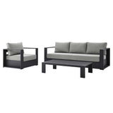 Aspen 3-Piece Outdoor Patio Powder-Coated Aluminum Set in Gray Gray