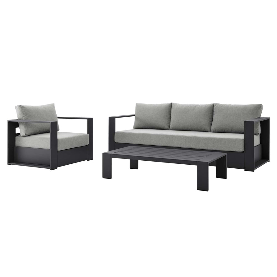 Aspen 3-Piece Outdoor Patio Powder-Coated Aluminum Set in Gray Gray
