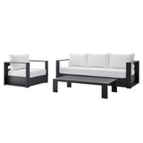 Aspen 3-Piece Outdoor Patio Powder-Coated Aluminum Set in Gray White