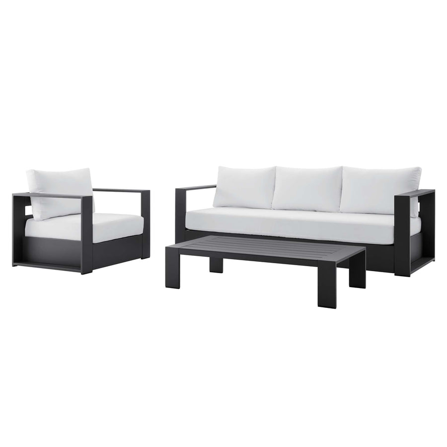 Aspen 3-Piece Outdoor Patio Powder-Coated Aluminum Set in Gray White