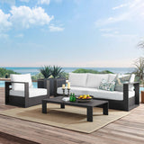 Aspen 3-Piece Outdoor Patio Powder-Coated Aluminum Set in Gray White