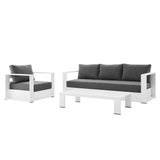 Aspen 3-Piece Outdoor Patio Powder-Coated Aluminum Set in White Charcoal