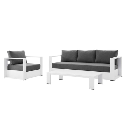 Tahoe 3-Piece Outdoor Patio Powder-Coated Aluminum Set in White Charcoal