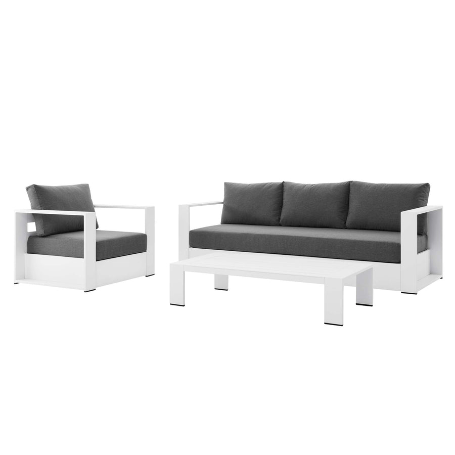 Aspen 3-Piece Outdoor Patio Powder-Coated Aluminum Set in White Charcoal