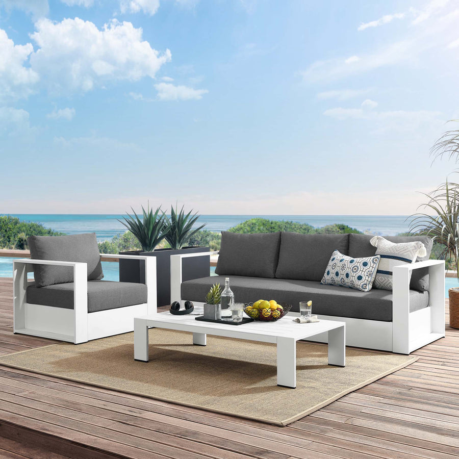 Aspen 3-Piece Outdoor Patio Powder-Coated Aluminum Set in White Charcoal