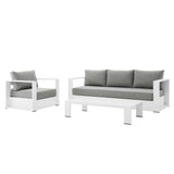 Aspen 3-Piece Outdoor Patio Powder-Coated Aluminum Set in White Gray