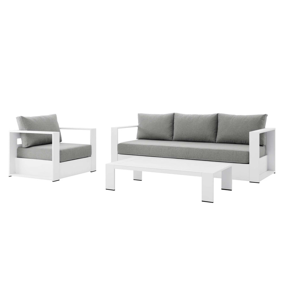 Aspen 3-Piece Outdoor Patio Powder-Coated Aluminum Set in White Gray