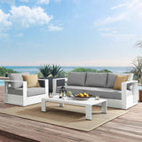 Aspen 3-Piece Outdoor Patio Powder-Coated Aluminum Set in White Gray