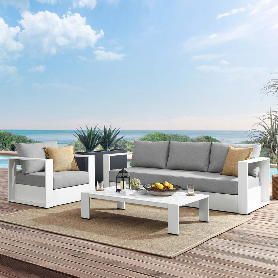 Aspen 3-Piece Outdoor Patio Powder-Coated Aluminum Set in White Gray