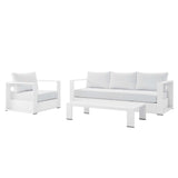 Aspen 3-Piece Outdoor Patio Powder-Coated Aluminum Set in White White