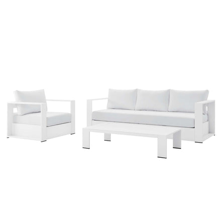 Tahoe 3-Piece Outdoor Patio Powder-Coated Aluminum Set in White White