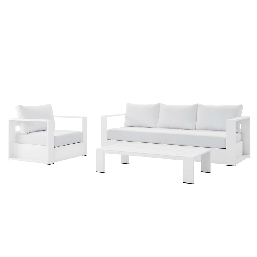 Aspen 3-Piece Outdoor Patio Powder-Coated Aluminum Set in White White