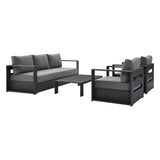 Aspen 4-Piece Outdoor Patio Powder-Coated Aluminum Set in Gray Charcoal