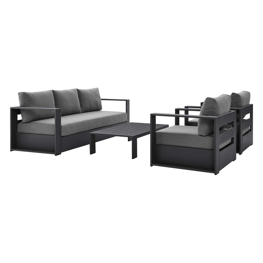Aspen 4-Piece Outdoor Patio Powder-Coated Aluminum Set in Gray Charcoal