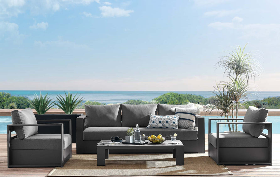 Aspen 4-Piece Outdoor Patio Powder-Coated Aluminum Set in Gray Charcoal