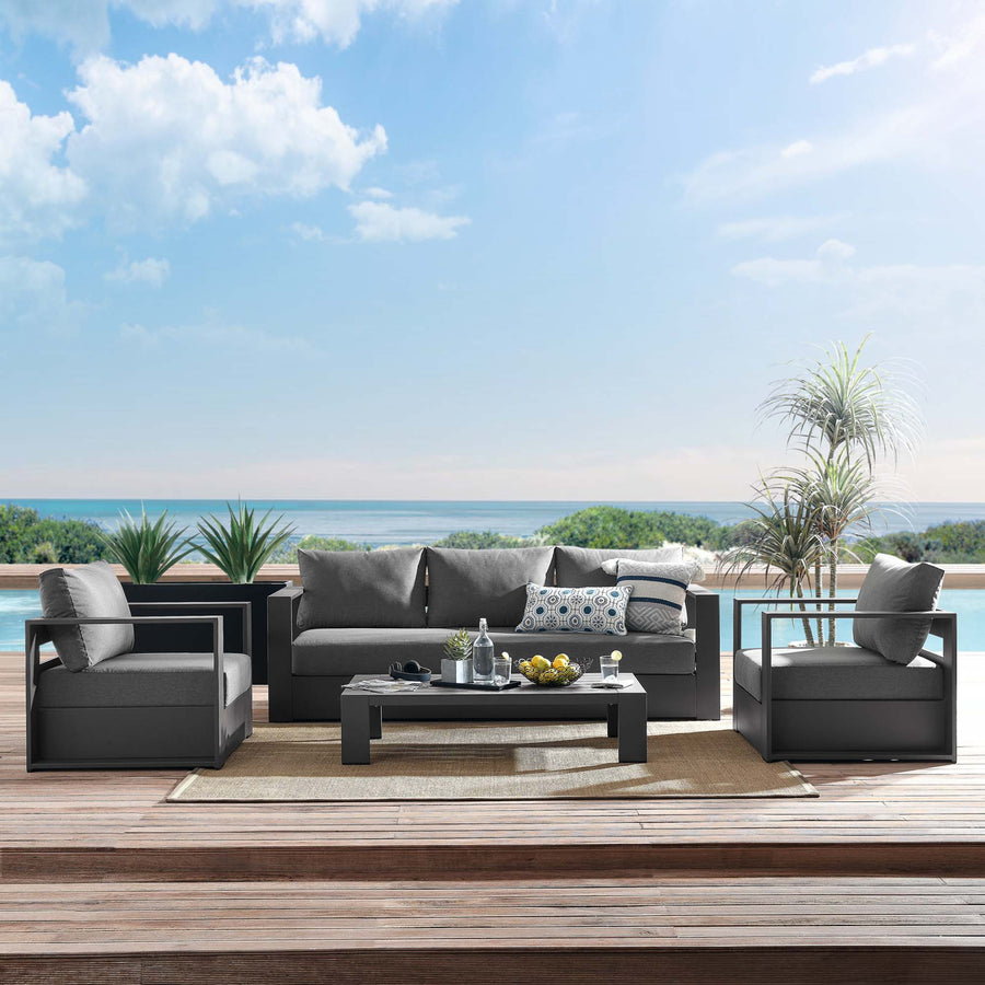 Aspen 4-Piece Outdoor Patio Powder-Coated Aluminum Set in Gray Charcoal