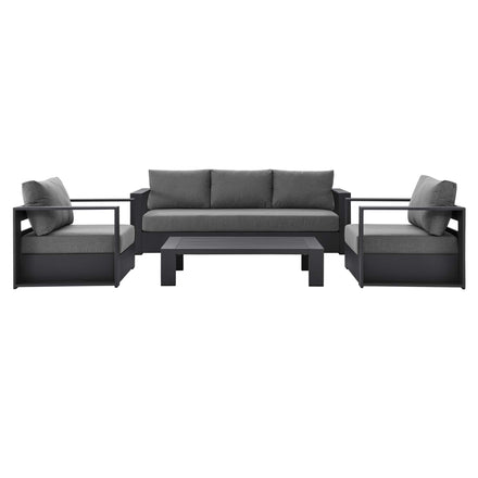Tahoe 4-Piece Outdoor Patio Powder-Coated Aluminum Set in Gray Charcoal