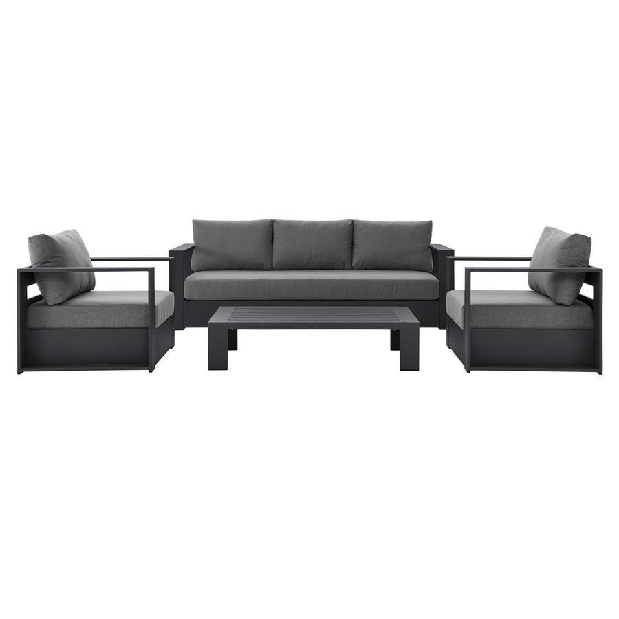 Aspen 4-Piece Outdoor Patio Powder-Coated Aluminum Set in Gray Charcoal