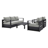 Aspen 4-Piece Outdoor Patio Powder-Coated Aluminum Set in Gray Gray