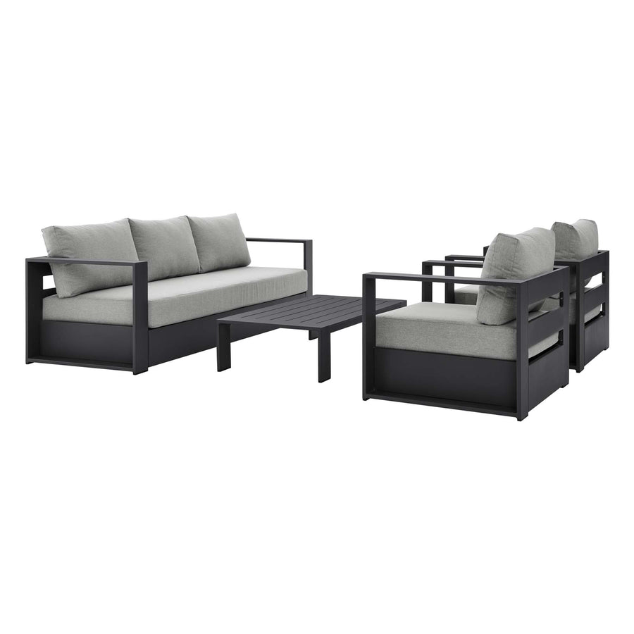Aspen 4-Piece Outdoor Patio Powder-Coated Aluminum Set in Gray Gray