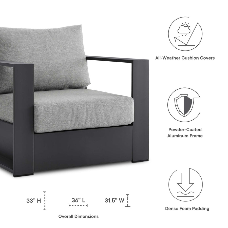 Aspen 4-Piece Outdoor Patio Powder-Coated Aluminum Set in Gray Gray