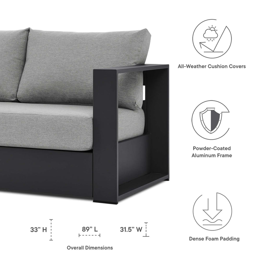 Aspen 4-Piece Outdoor Patio Powder-Coated Aluminum Set in Gray Gray