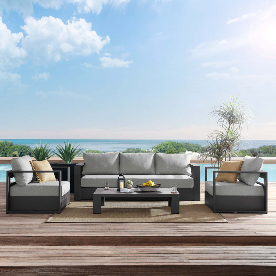 Aspen 4-Piece Outdoor Patio Powder-Coated Aluminum Set in Gray Gray