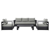 Aspen 4-Piece Outdoor Patio Powder-Coated Aluminum Set in Gray Gray