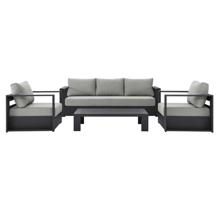 Tahoe 4-Piece Outdoor Patio Powder-Coated Aluminum Set in Gray Gray