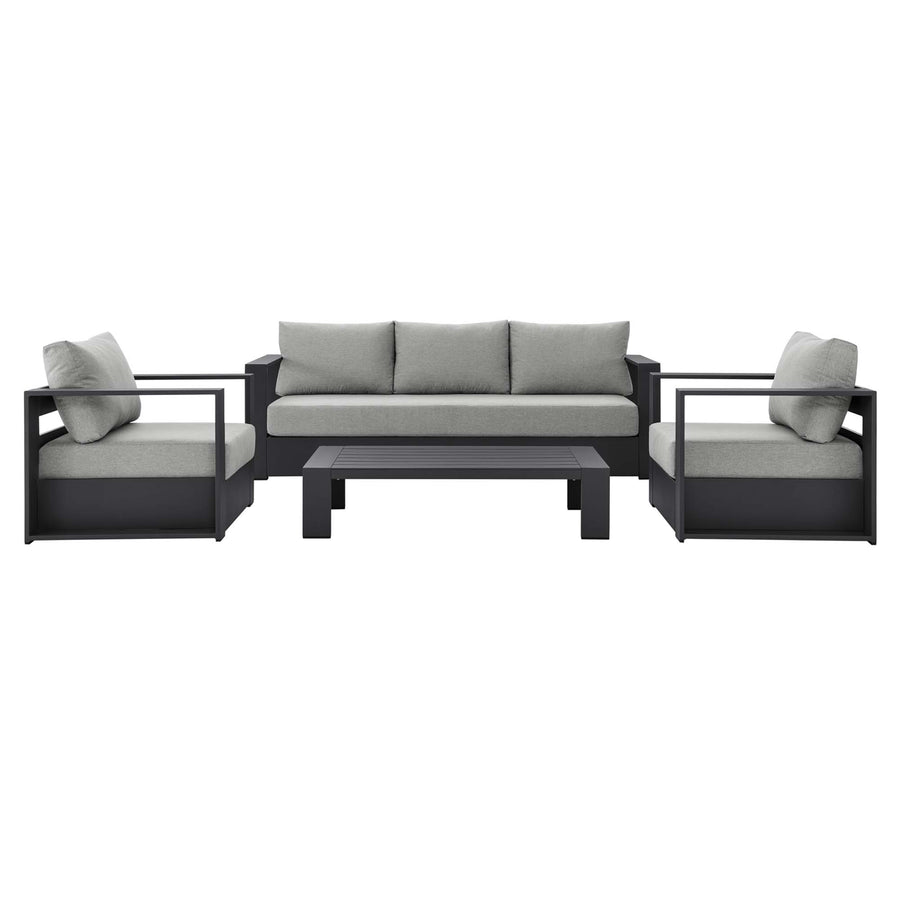 Aspen 4-Piece Outdoor Patio Powder-Coated Aluminum Set in Gray Gray