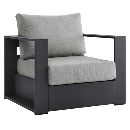 Tahoe 4-Piece Outdoor Patio Powder-Coated Aluminum Set in Gray Gray